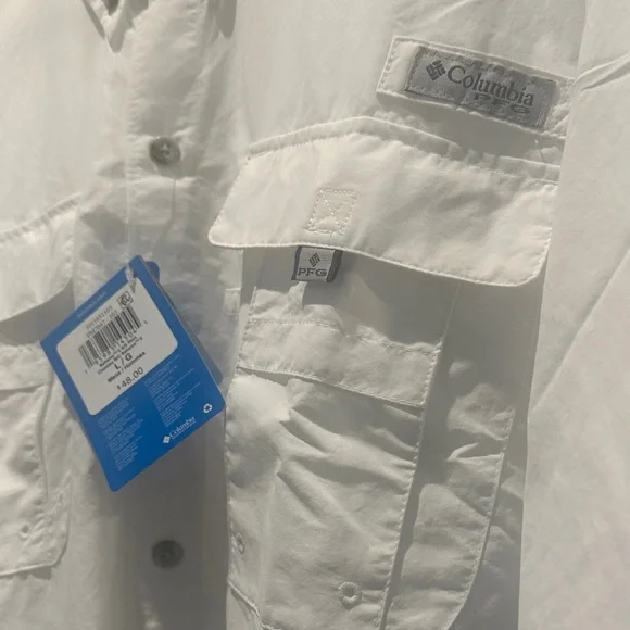 Columbia Men's White Casual Button Down Shirt omni shade relaxed Fit Size L - Picture 14 of 16